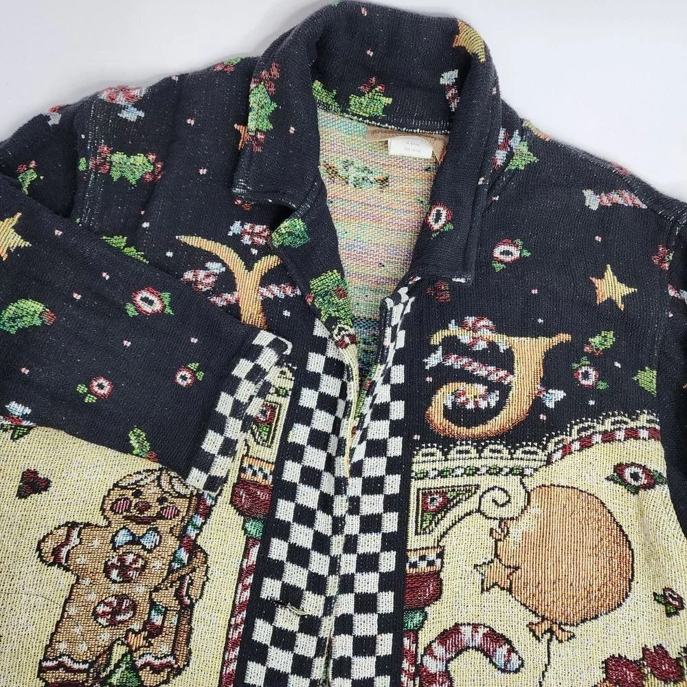 Painted Pony Christmas Jacket Women's S / M Tapestry Needlepoint Knit‎ Vintage